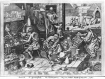 The Alchemist at work, engraved by Hieronymus Cock von Pieter the Elder Bruegel