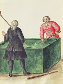 Two Venetian Noblemen Playing Billiards by Jan van Grevenbroeck