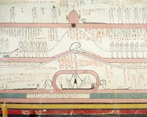 Scene from the Book of Amduat showing the journey to the Underworld by Egyptian 18th Dynasty
