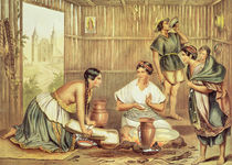 Indians Preparing Tortillas von Julio Michaud