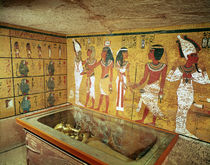 The burial chamber in the Tomb of Tutankhamun by Egyptian 18th Dynasty