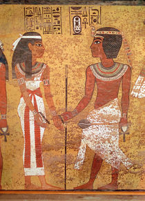 Tutankhamun and his wife, Ankhesenamun by Egyptian 18th Dynasty