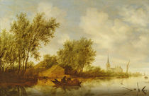 River Landscape with Church by Salomon van Ruisdael or Ruysdael