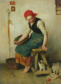 Young Girl with a Cat, 1884 by Theodor Schmidt