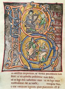 Ms 3 fol.255 Historiated initial 'B' depicting King David by French School