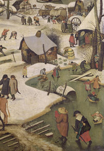 The Census at Bethlehem, detail of children playing on the frozen river by Pieter the Elder Bruegel