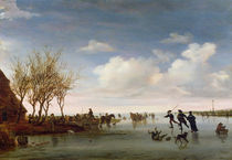 Dutch landscape with Skaters by Salomon van Ruisdael or Ruysdael
