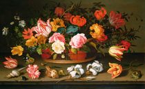 Basket of flowers, 1625 von Balthasar van der Ast