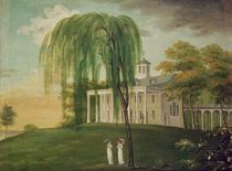 President George Washington on the porch of his house at Mount Vernon by American School