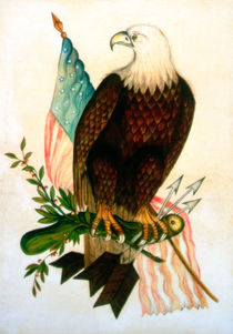Bald eagle with flag by American School