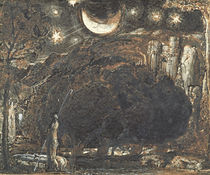A Shepherd and his Flock under the Moon and Stars von Samuel Palmer