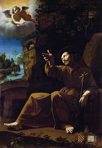 St. Francis of Assisi Consoled by an Angel Musician by Italian School