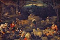 Farm Interior or Shearing Sheep von Jacopo Bassano