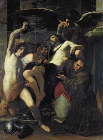 Christ Adored by Angels, St. Sebastian and St. Bonaventure von Carlo Bononi