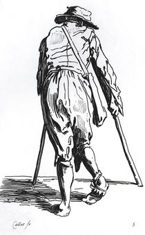 Beggar on his crutches, from behind by Jacques Callot