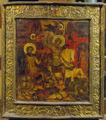 Icon depicting St. George and St. Demetrius von Russian School