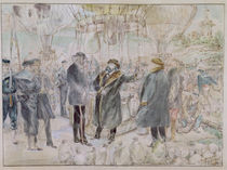 The Departure of Leon Michel Gambetta in the Balloon 'L'Armand-Barbes' by French School