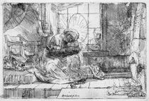 The Holy Family with a cat by Rembrandt Harmenszoon van Rijn