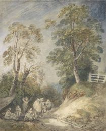 Wooded Landscape with Gypsy Encampment by Thomas Gainsborough