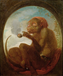 Sign with a monkey smoking a pipe von French School