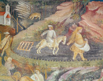 The Month of April, detail of ploughing by Bohemian School