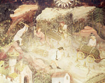The Month of December, detail of men cutting down trees by Bohemian School