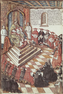 Ms 1163 fol.35v Pope Clement VII with his cardinals von Italian School