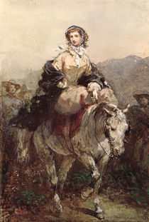 Young Woman on a Horse von Eugene-Louis Lami