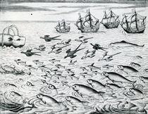Seascape, Illustration from 'India Orientalis' von Theodore de Bry