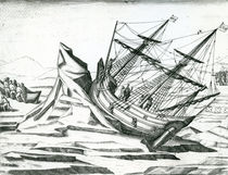 Sailing ship stranded on Iceberg by Theodore de Bry