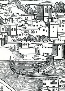 Breaming a ship, 1486 by English School
