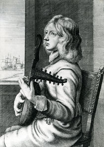 Baroque Lute player by Wenceslaus Hollar