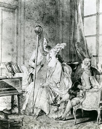 Playing the harp by Anonymous