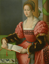 Portrait of a Woman with a Book of Music von Francesco Ubertini, Il Bacchiacca