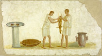 Fragment of a Fresco Panel with a Meal Preparation von Roman