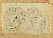 Detail of a ram from 'Transporting Ceramics by Chinese School
