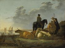 Peasants and Cattle by the River Merwede von Aelbert Cuyp