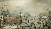 Winter Landscape with Skaters. c.1608 von Hendrik Avercamp