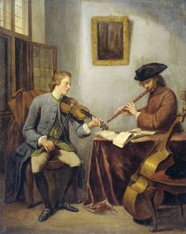 The Musicians, a violinist and a flutist making music together von Julius Henricus Quinkhard