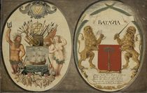 The Arms of the Dutch East India Company and of the Town of Batavia von Jeronimus Becx