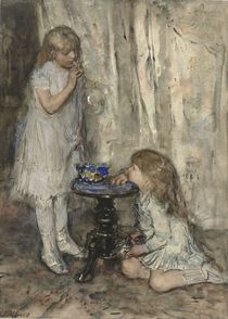 Two Girls Blowing Bubbles, c.1880 by Jacob Henricus or Hendricus Maris