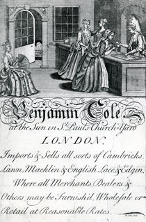 Trade Card, Benjamin Cole, London tradesman by English School