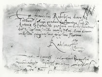 Signature of François Rabelais by French School