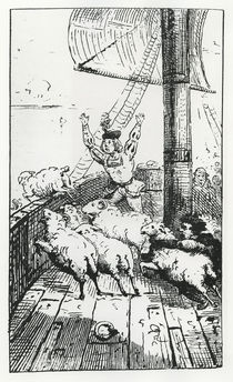 Panurge's sheep, illustration from 'Gargantua and Pantagruel' von French School