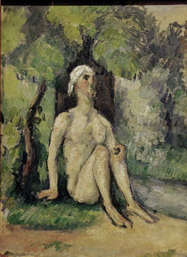 Cézanne, Badender am Wasser sitzend von klassik art