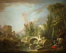 F.Boucher, River with Ruin & Bridge by klassik art