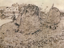 V. v. Gogh, Die Strohhaufen / Zeichnung von klassik art