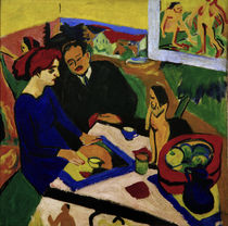 E.L.Kirchner, Doris und Heckel am Tisch von klassik art