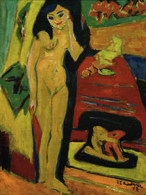 E.L.Kirchner, Nacktes Mädchen hint. Vorh. von klassik art