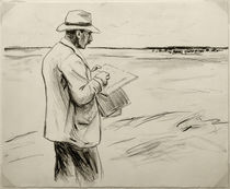 M.Liebermann, Selbstbildnis, im Freien zeichnend von klassik art